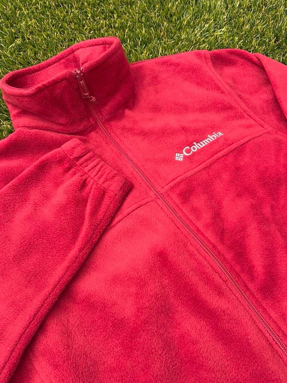 Columbia Fleece Jacket Size S Red Full Zip Outdoor Cozy Sweater Sick Style